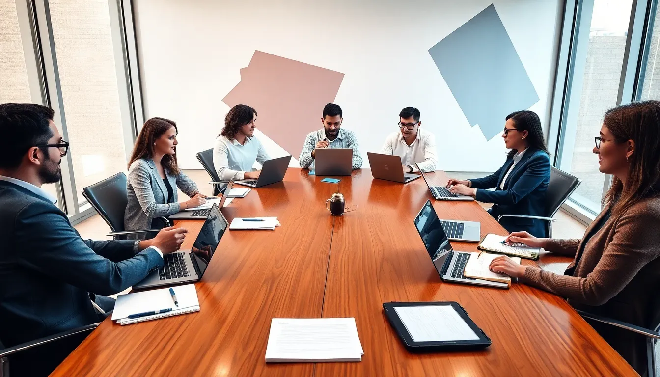 diverse writers collaborating in a modern workspace.