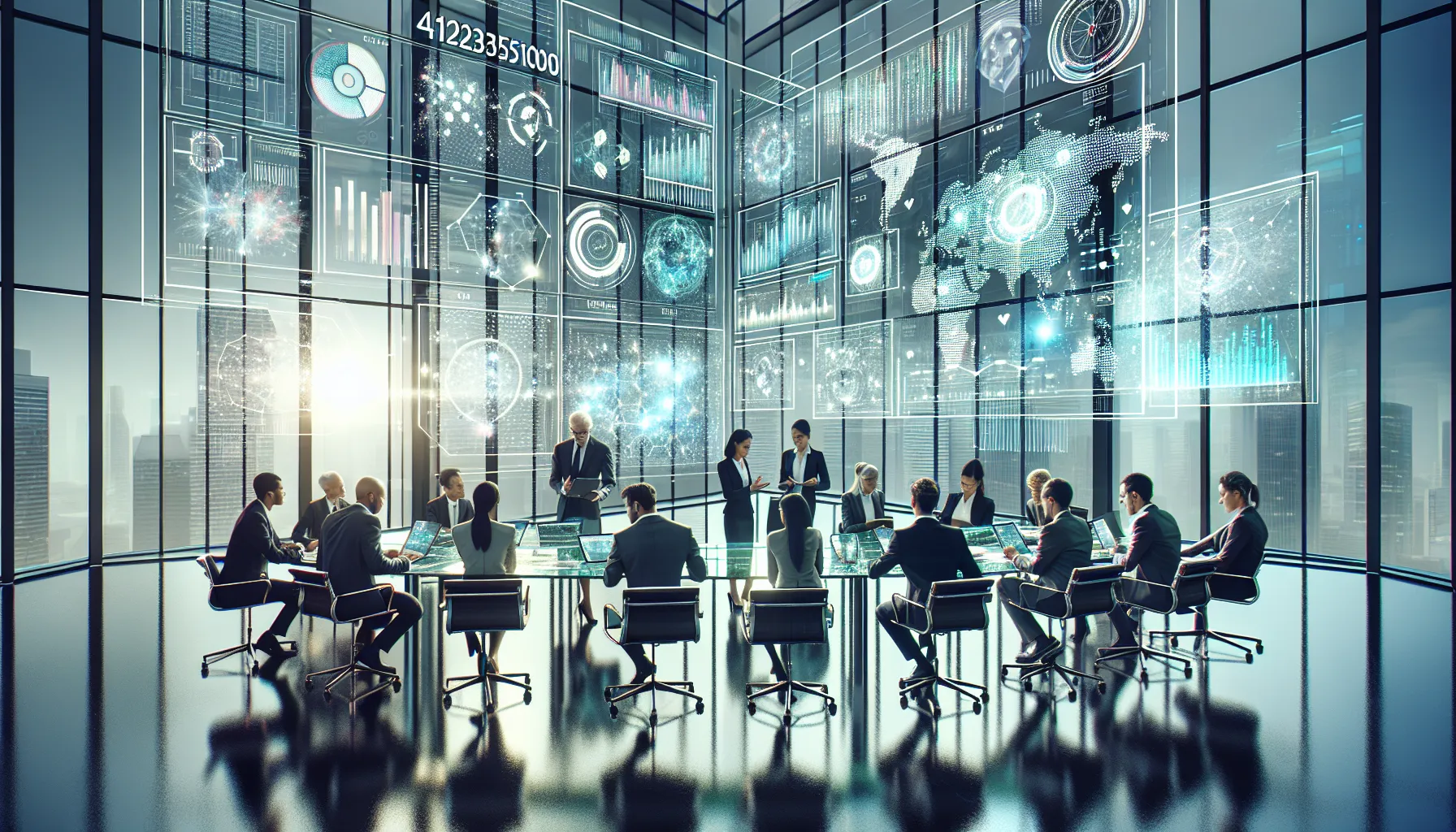 diverse team discussing advanced technology in a modern office.