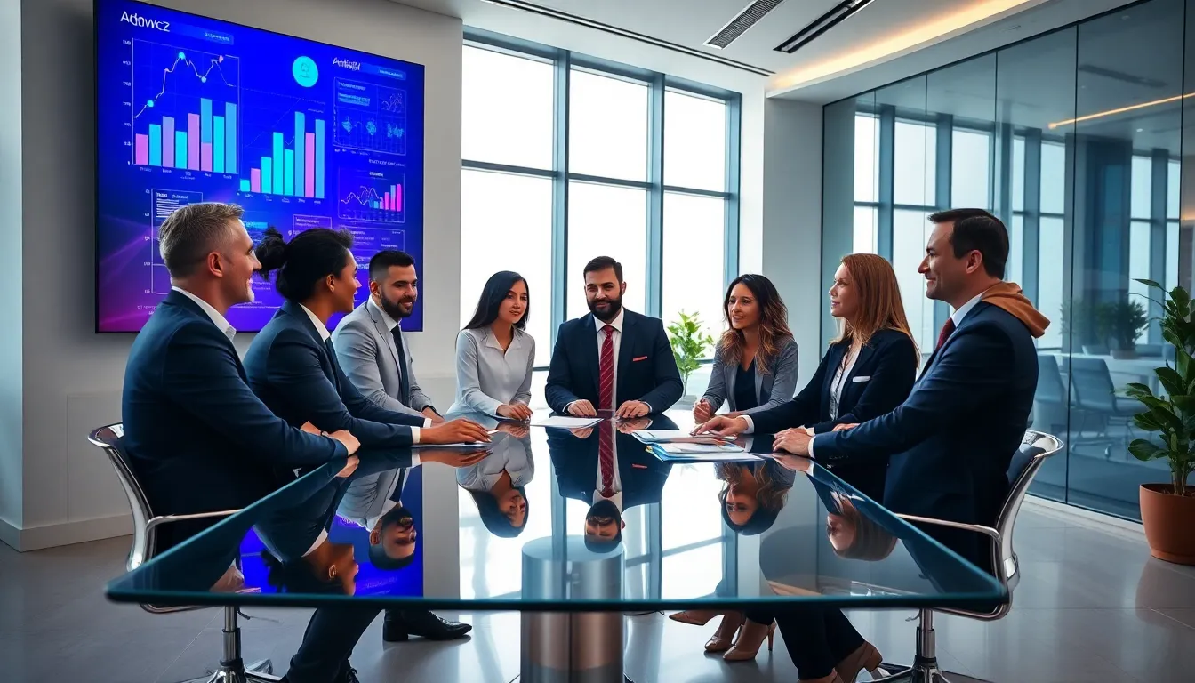 diverse team collaborating in a modern office on innovative concepts.