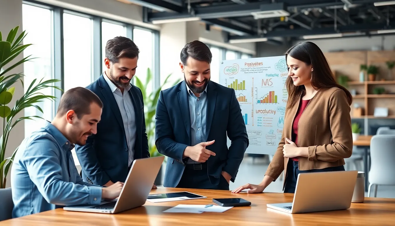 diverse developers collaborating in a modern office on productivity strategies.