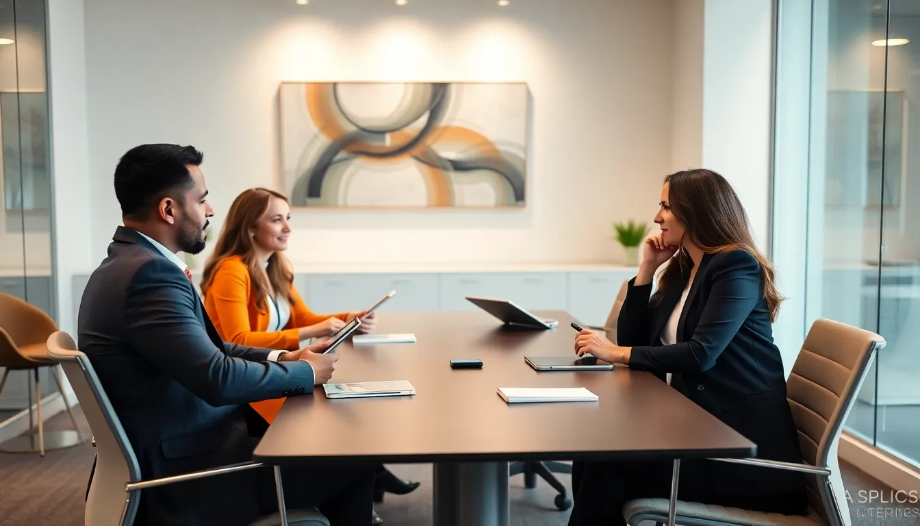 diverse professionals discussing sexual wellness in a modern office.