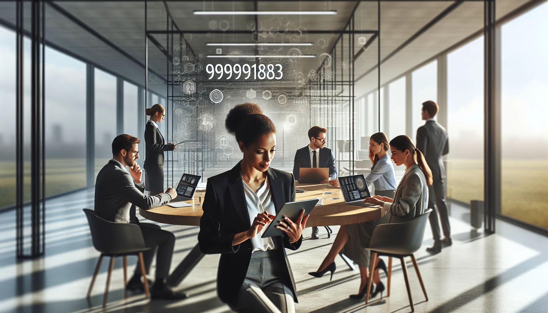 diverse team discussing the significance of a number in a modern office.