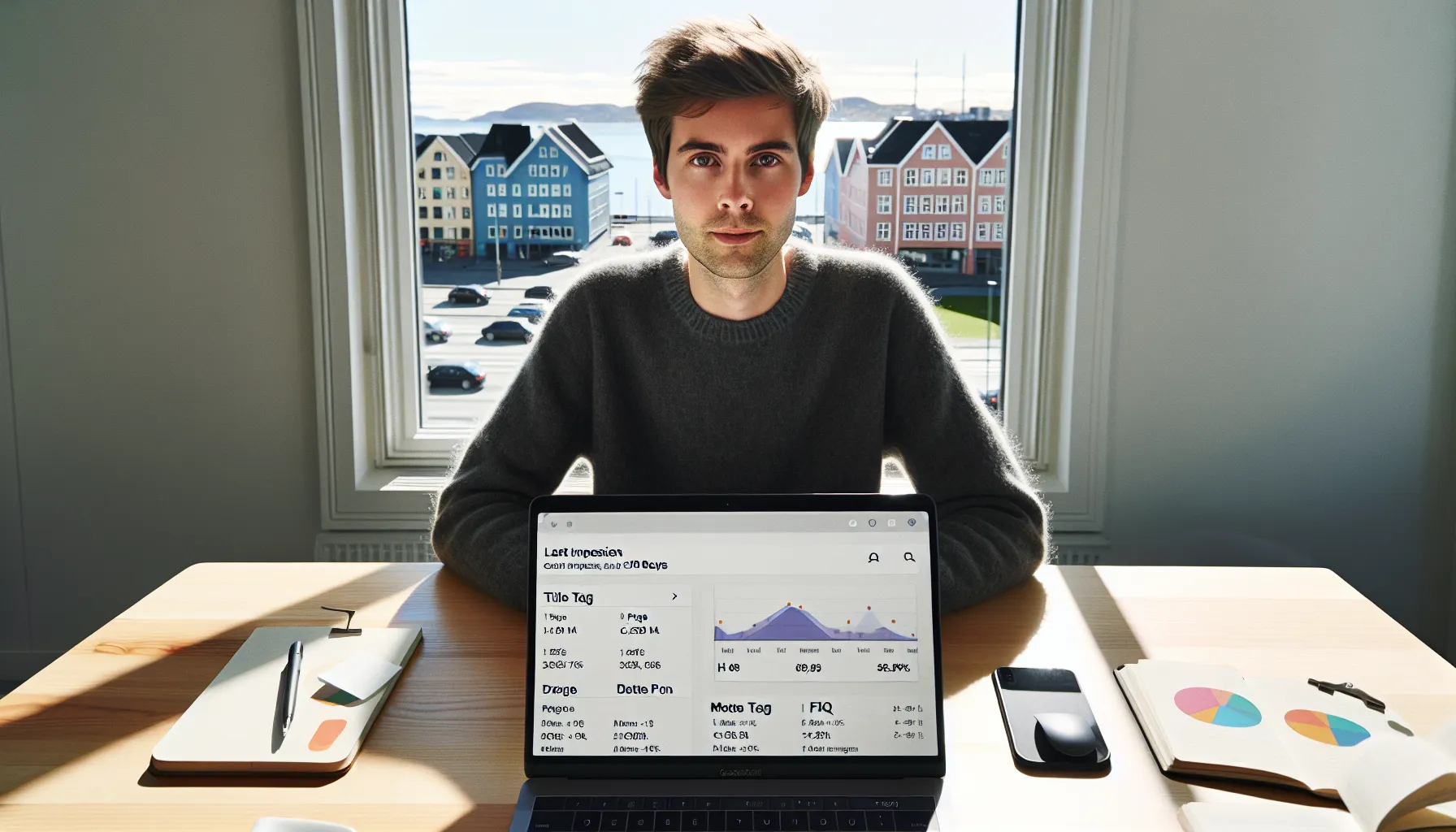 Norwegian marketer analyzing search console ctr and queries to improve titles.