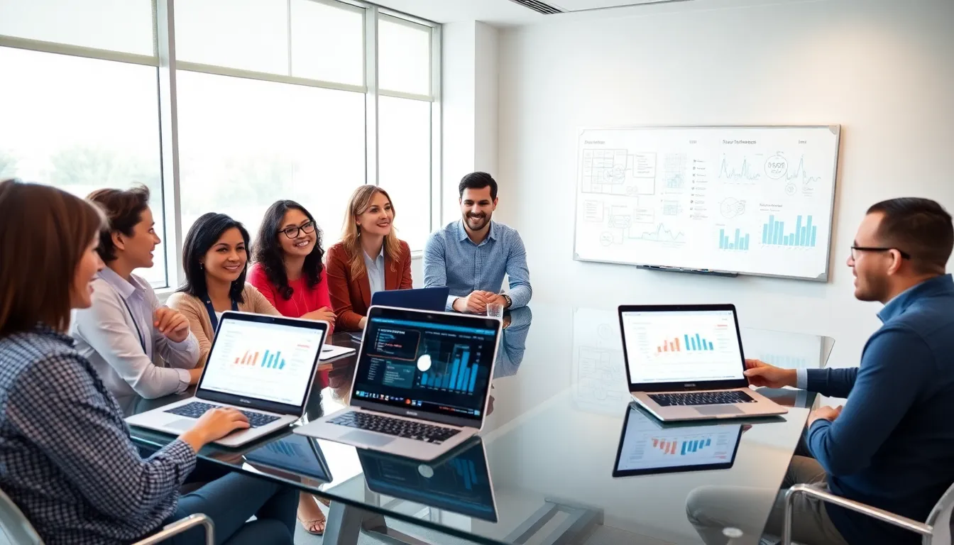 diverse team discussing YMYDZ55 in a modern office.