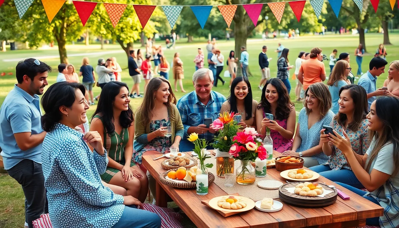 joyful group at a budget-friendly outdoor event.