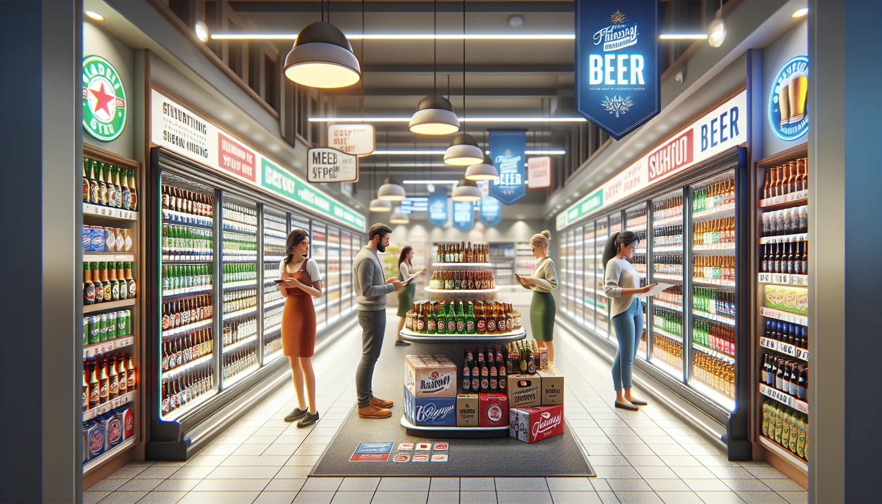customers shopping for beer in a Thorntons convenience store.
