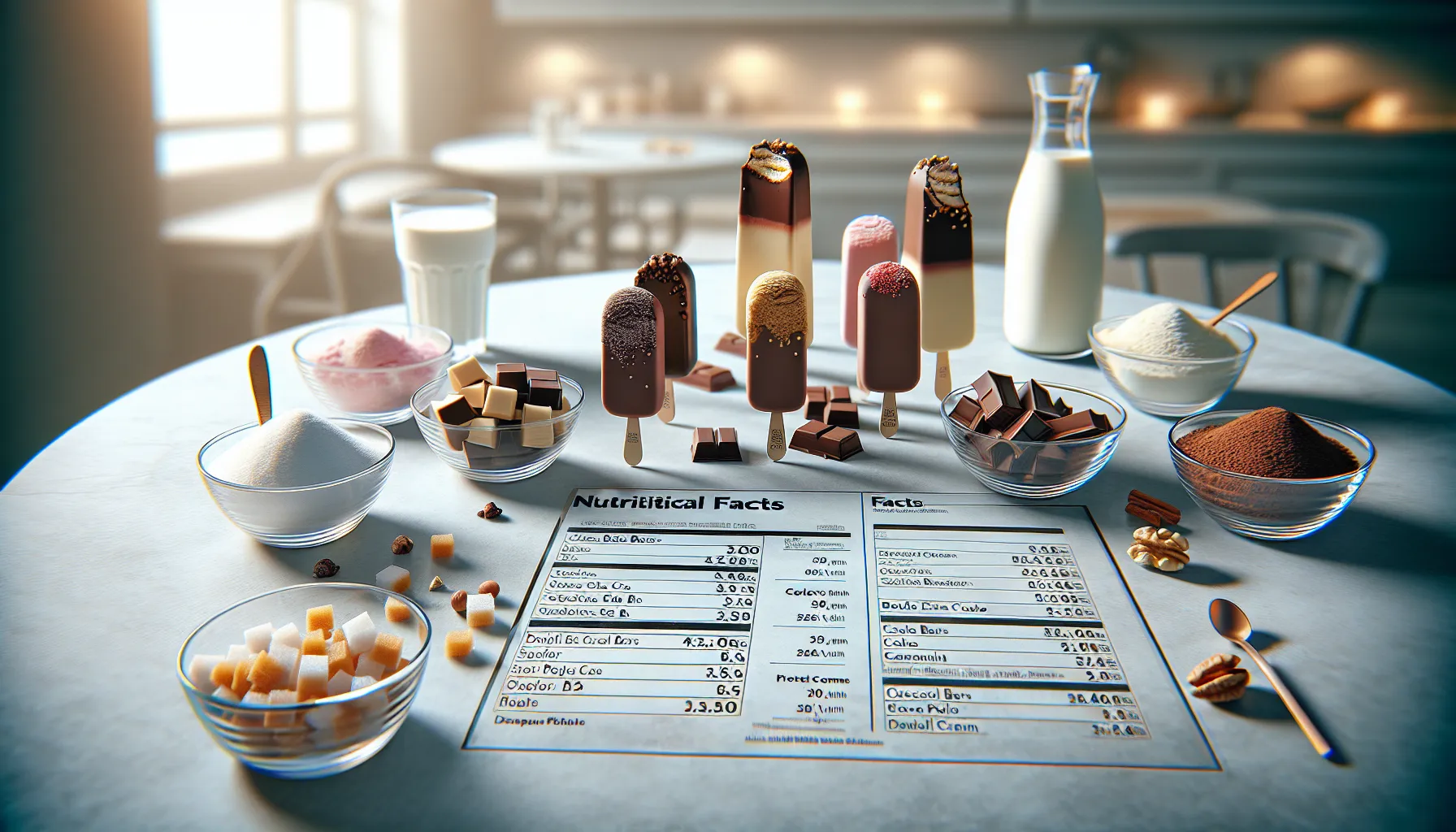 Selection of King ice creams with visible nutrition facts chart.