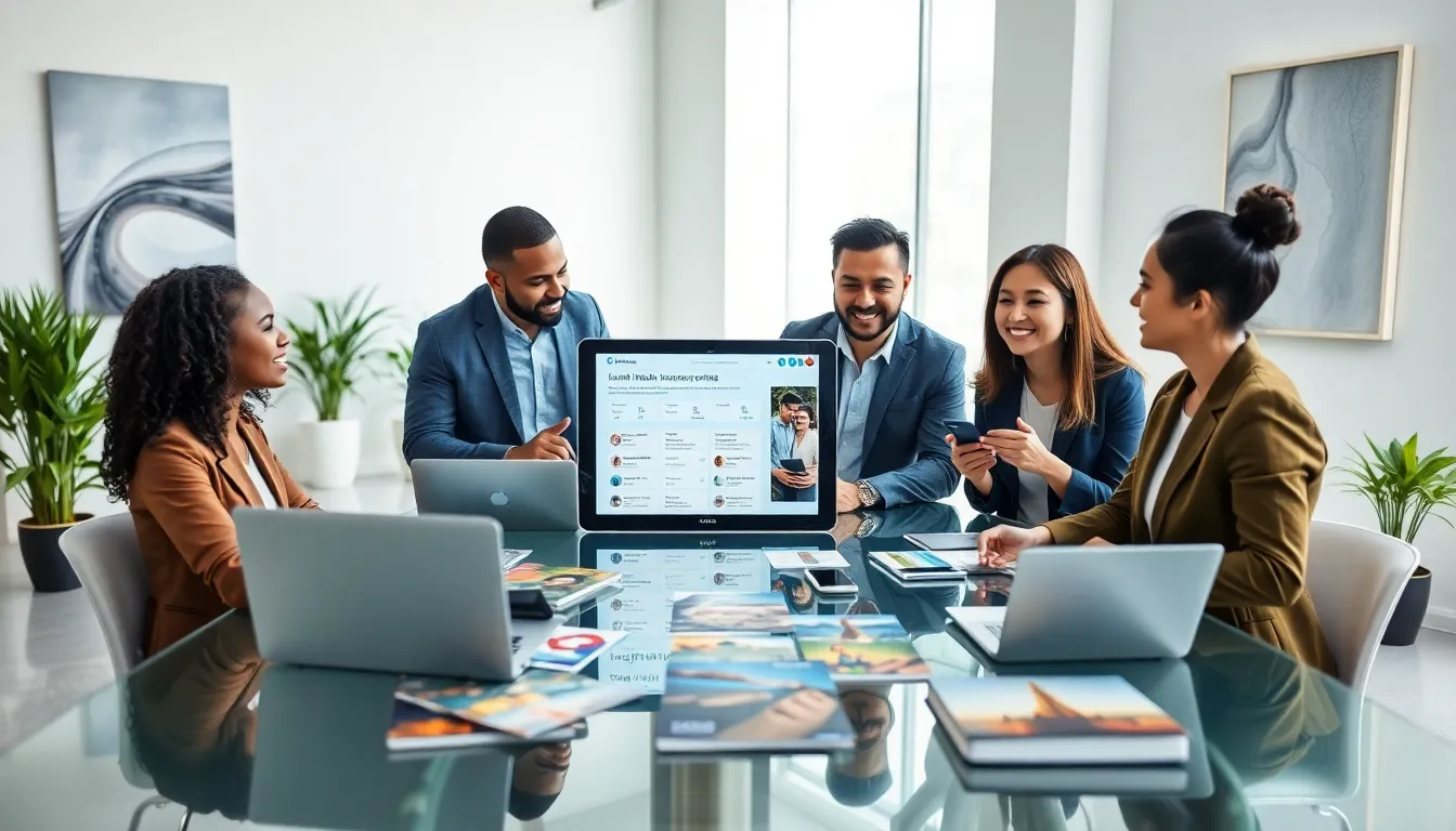 diverse professionals discussing last minute travel insurance in a modern office.