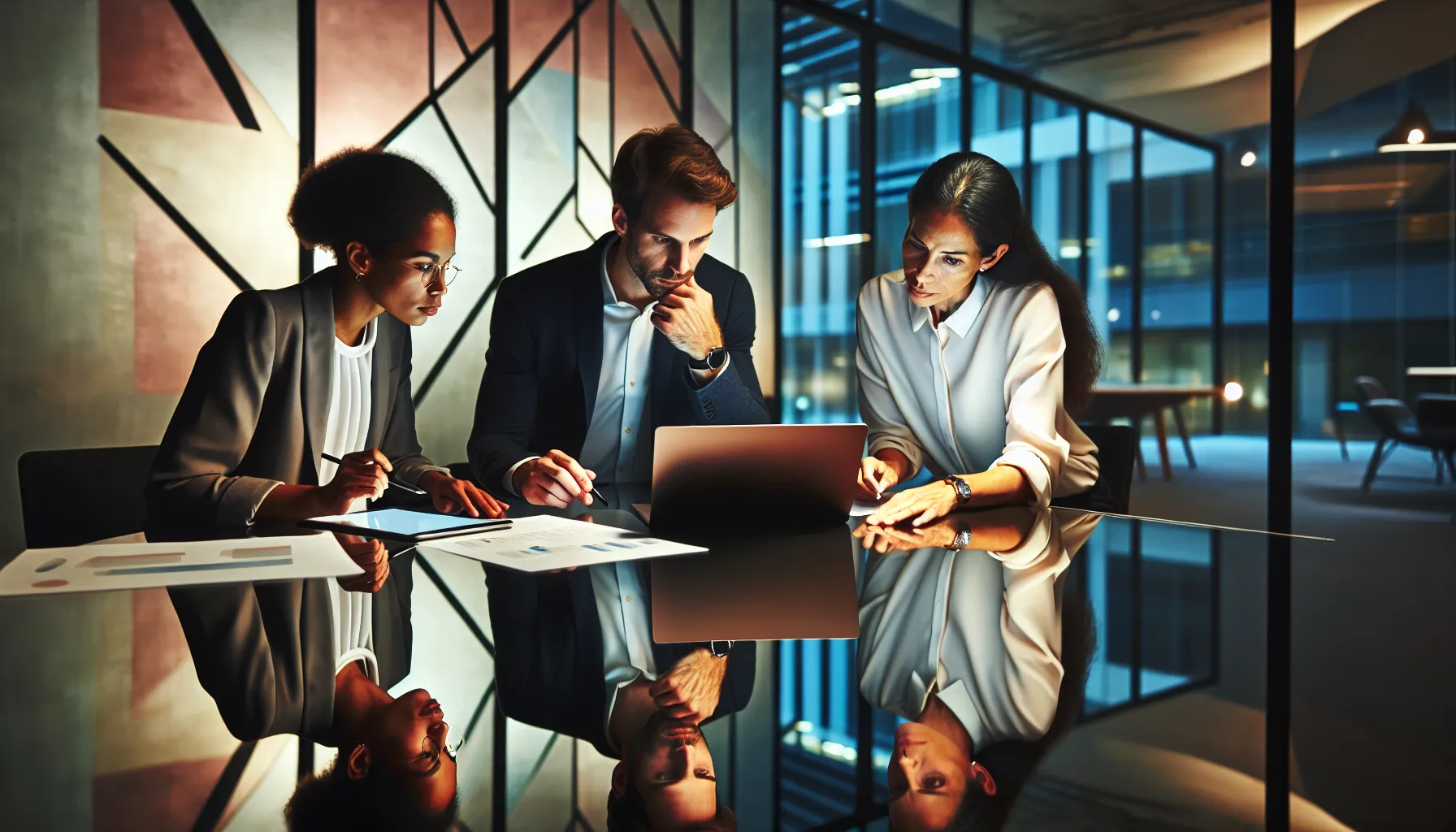 diverse team discussing phone number communications in a modern office.