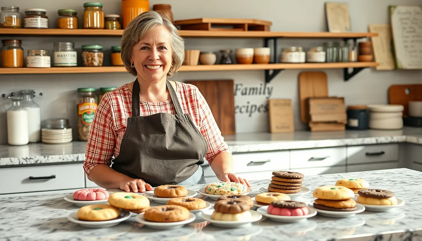 Mary in a modern kitchen with freshly baked cookies.