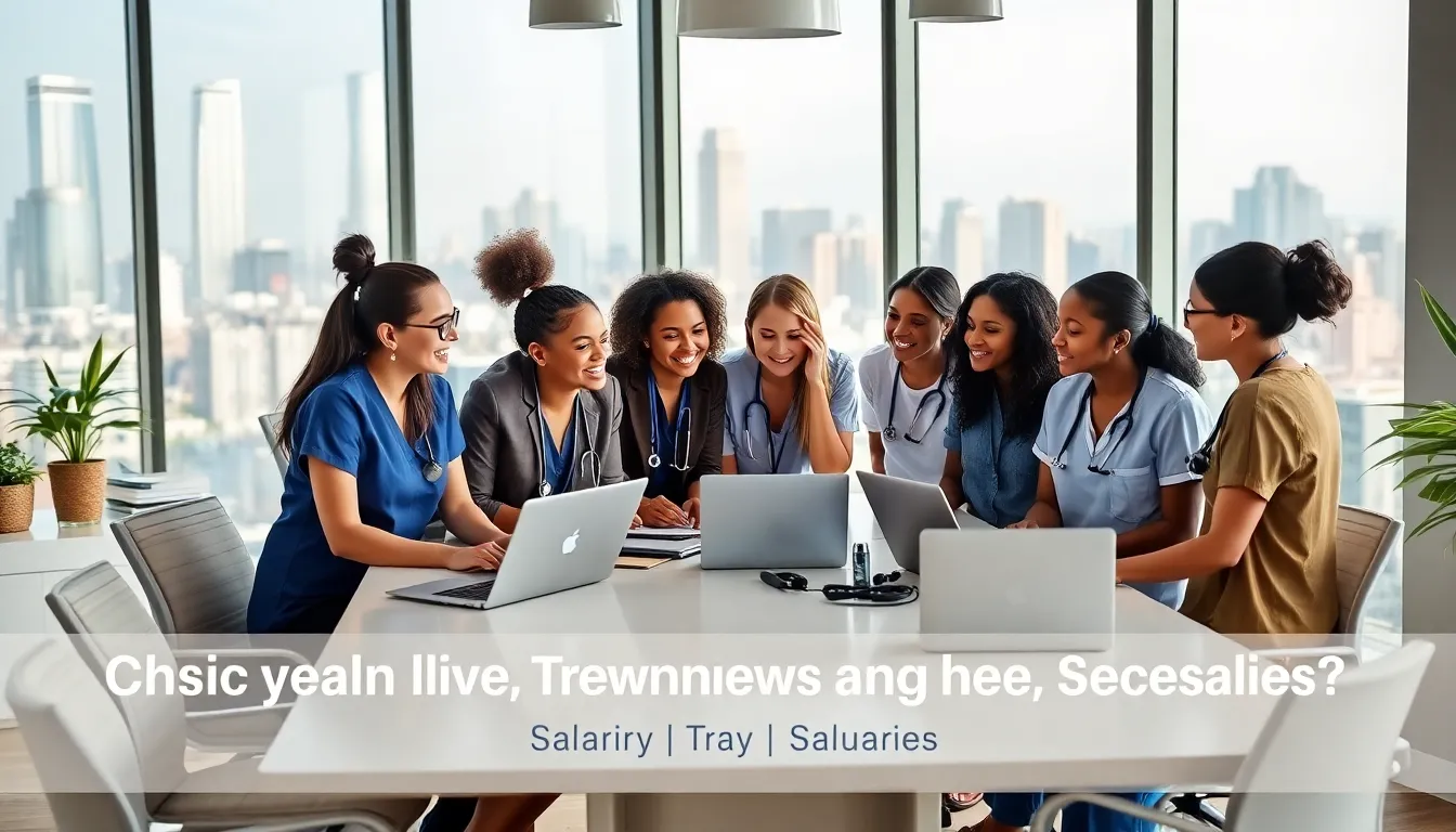 diverse travel nurses discussing in a modern office setting.