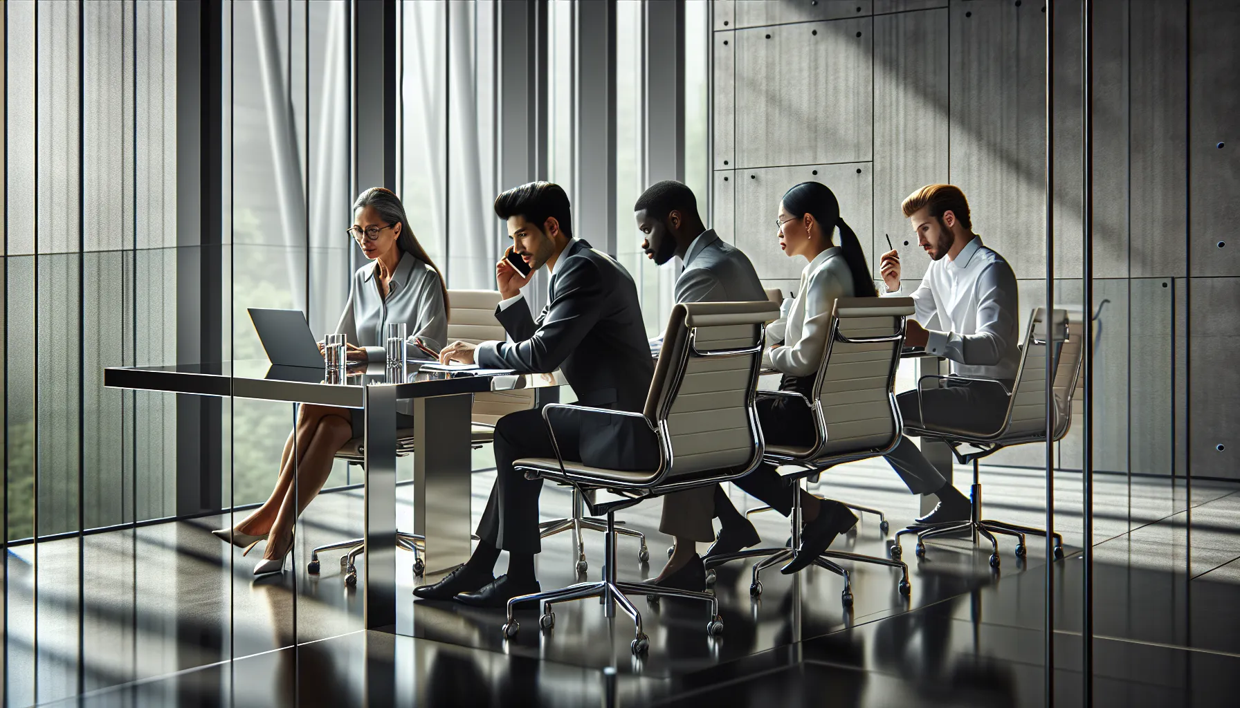 diverse team discussing phone call validation in a modern office.
