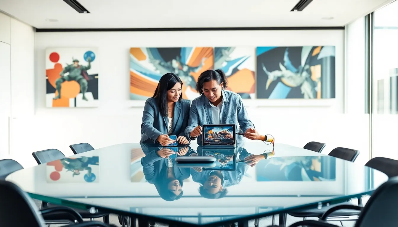 diverse team collaborating in a modern office for Imagineer Games.