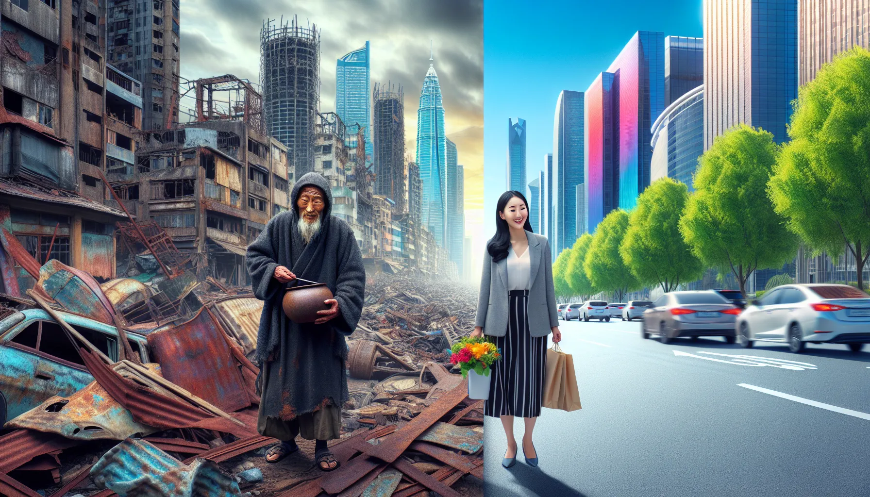 A comparison of living conditions in North Korea and South Korea.