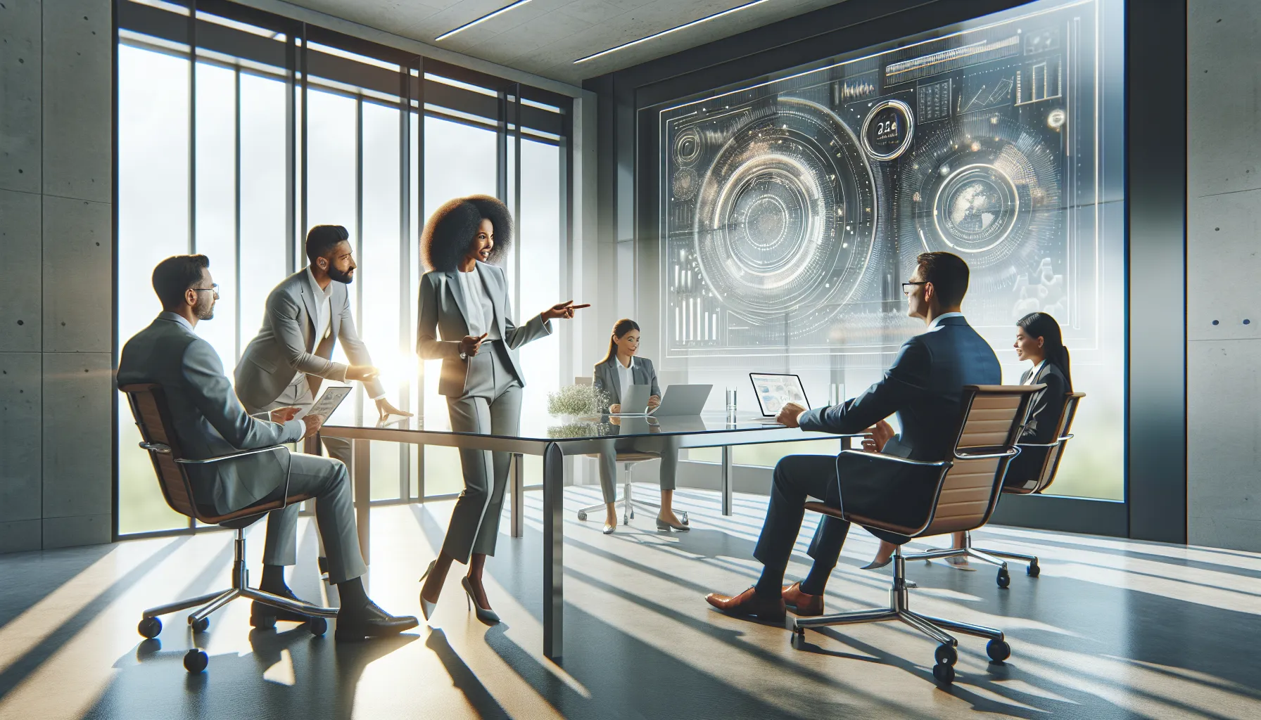 diverse team discussing data verification in a modern office.
