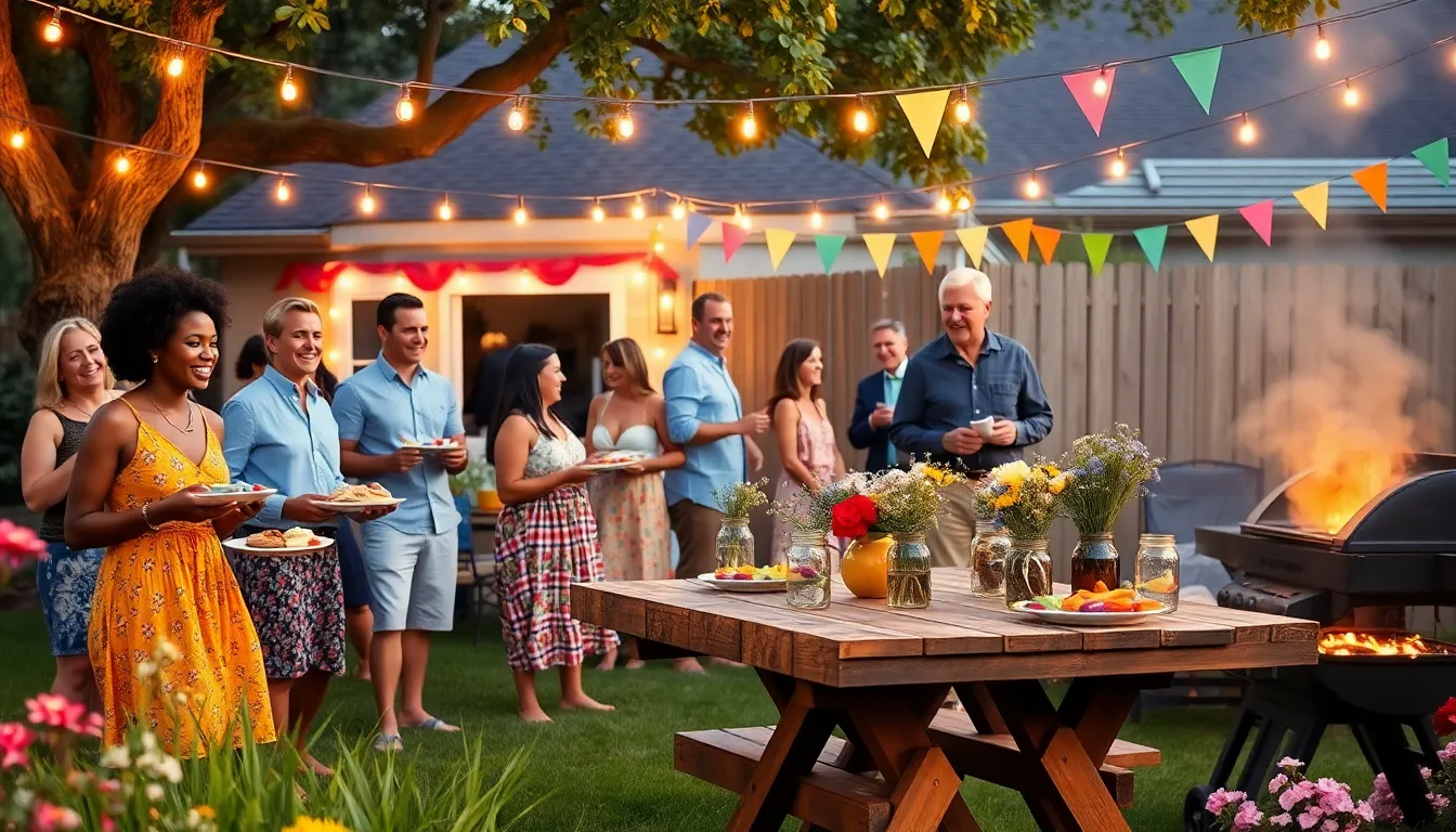 a joyful backyard celebration with DIY decor and smiling guests.