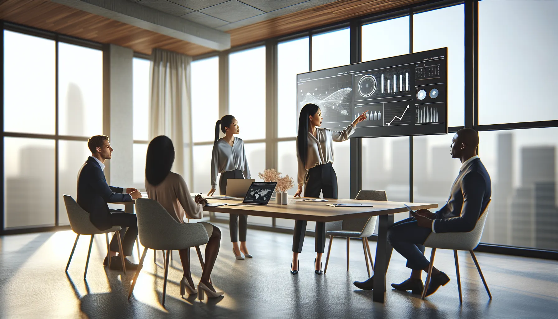 diverse team discussing Esampark Wonder 444 in a modern office