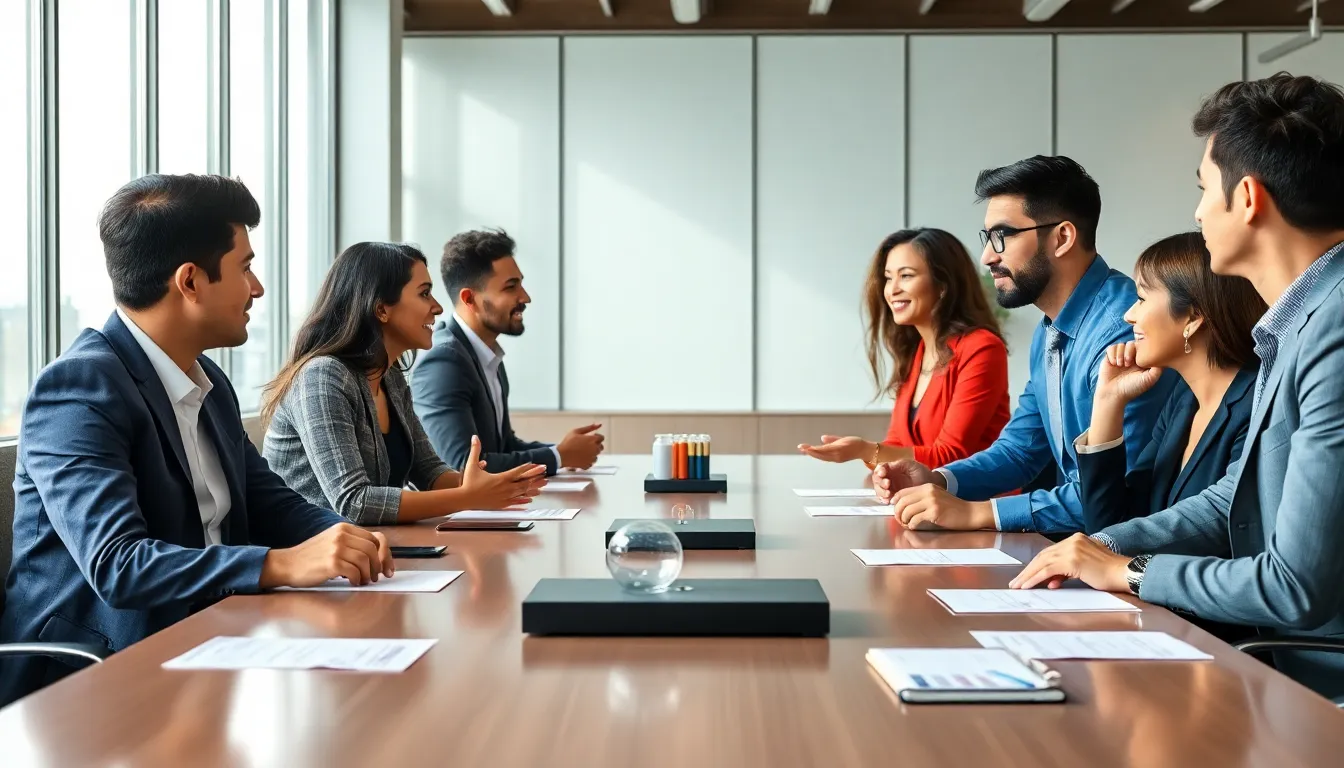 diverse team discussing cultural communication in a modern office.