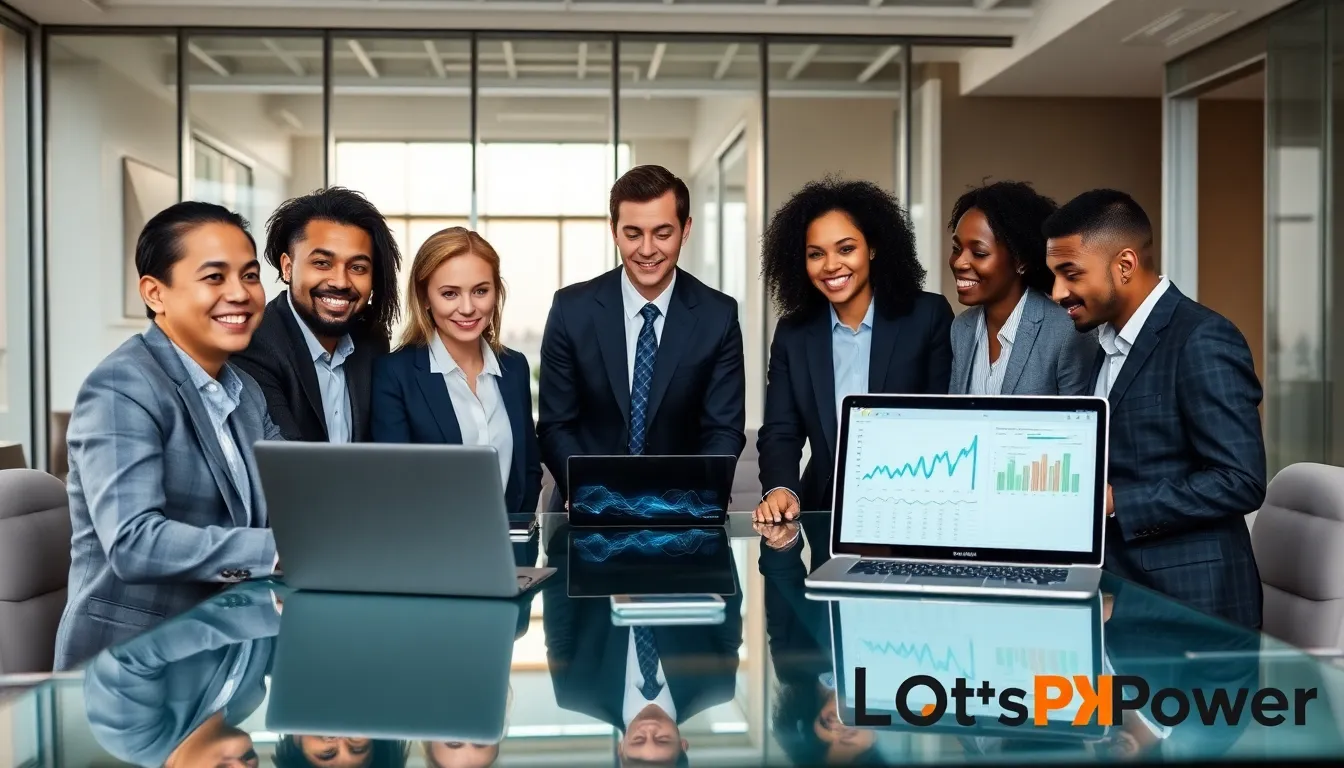 diverse professionals collaborating in a modern office setting.