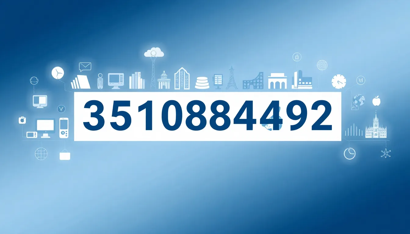 Infographic highlighting the number 3510884892 with technology and history themes.