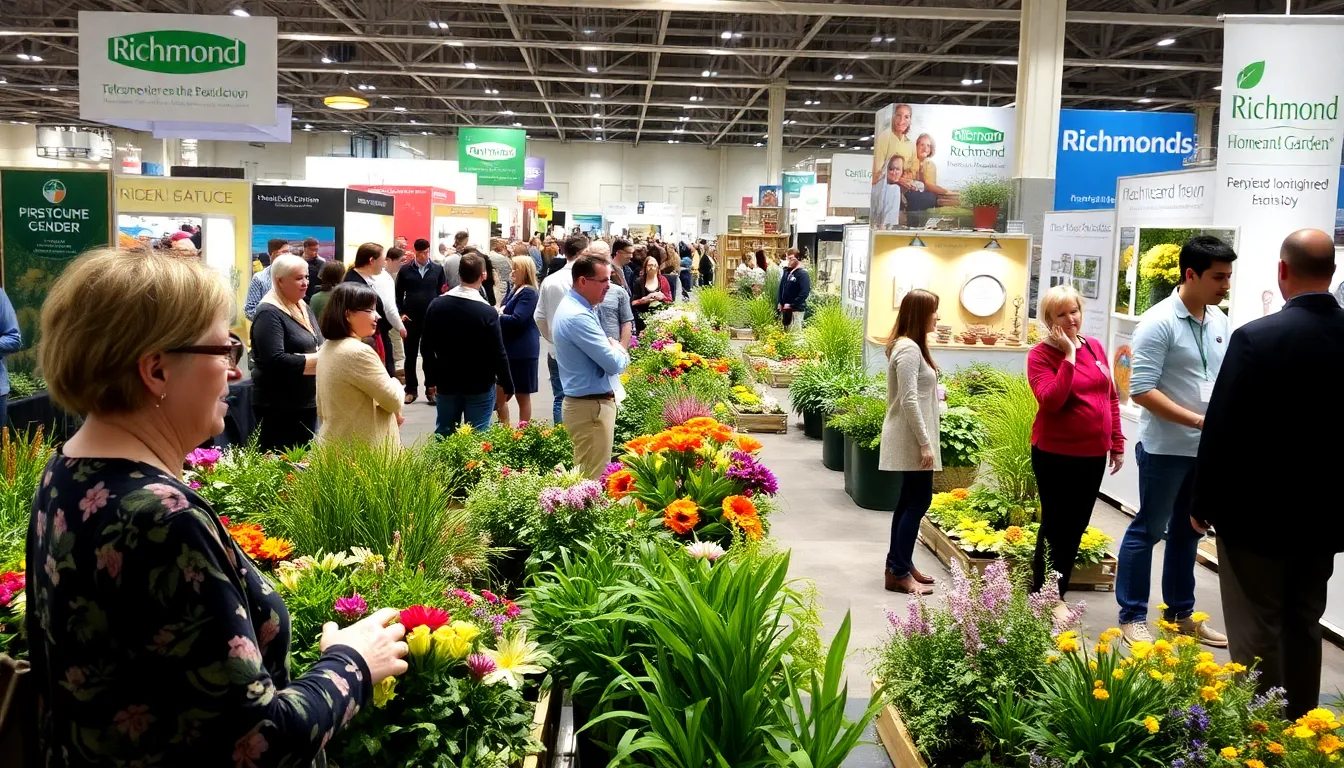 visitors exploring vibrant stalls at the Richmond Home and Garden Show.