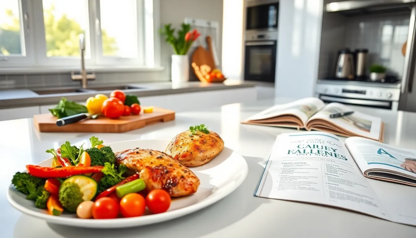 Heart-healthy chicken dishes in a modern kitchen setting.