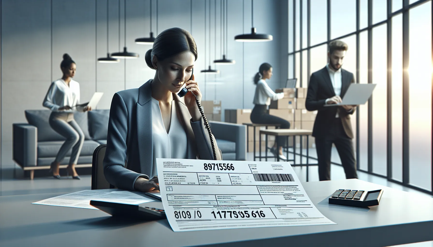 diverse team in a modern office focusing on customer support and logistics.