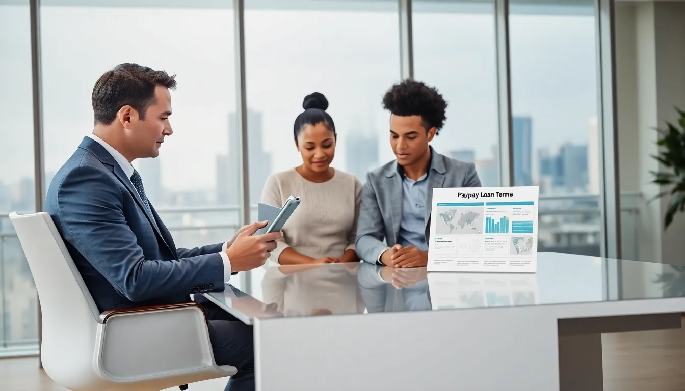 financial advisor discussing payday loan options with a diverse couple.