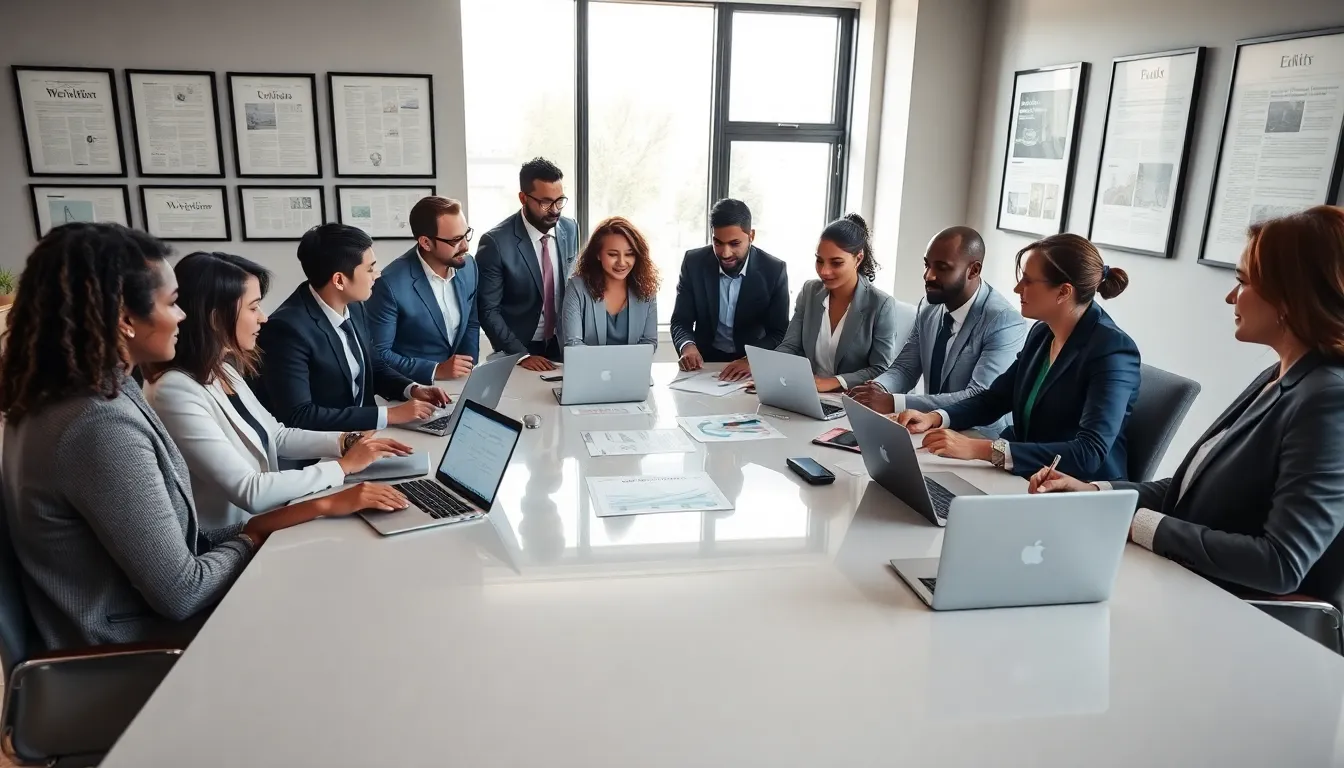 diverse team brainstorming on editorials in a modern office.