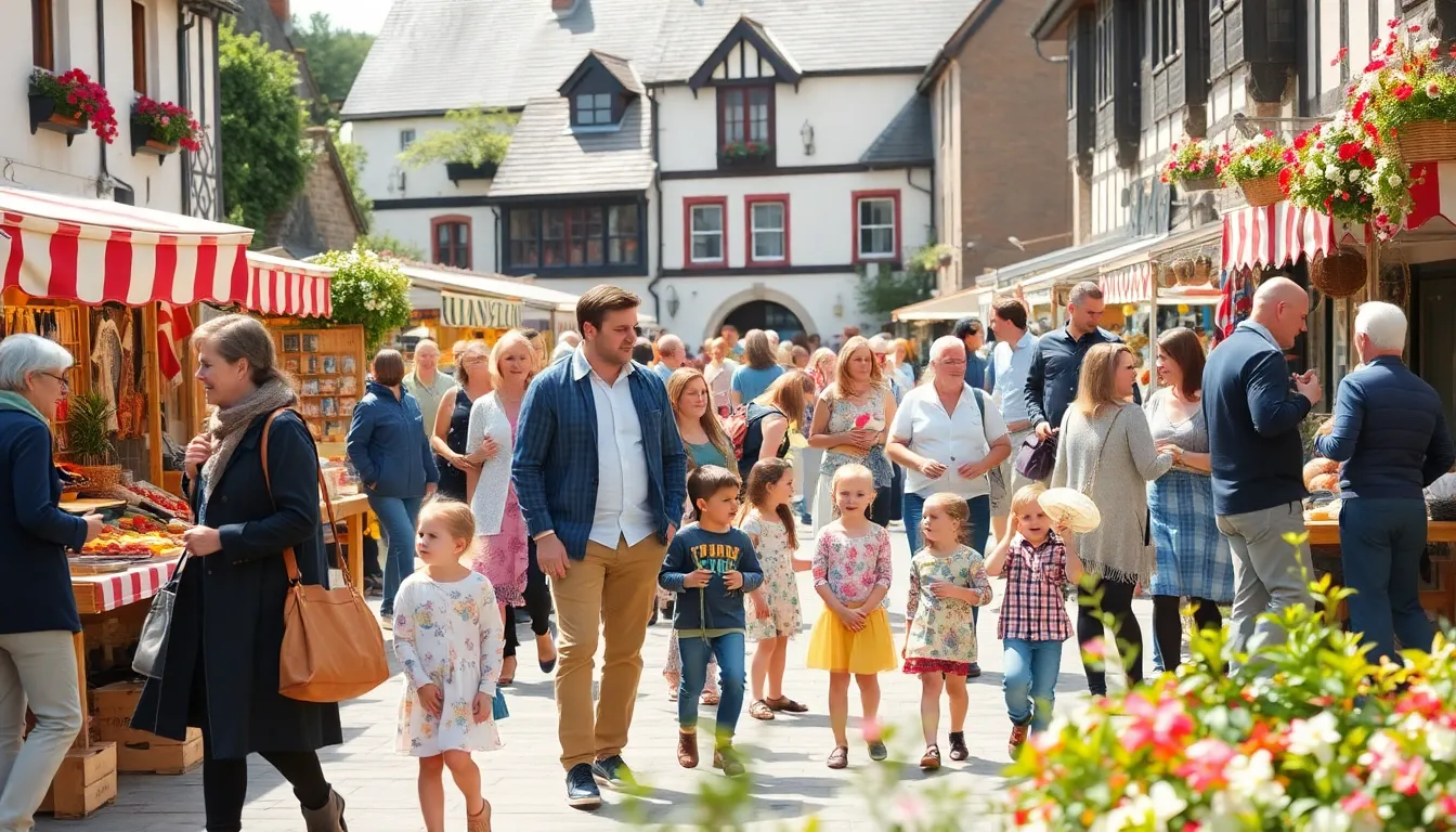 Community gathering in a vibrant Mourrdale market square.