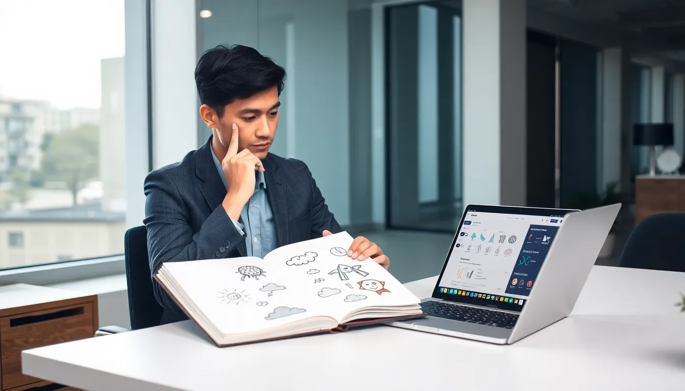 person analyzing dream symbolism at a modern desk.