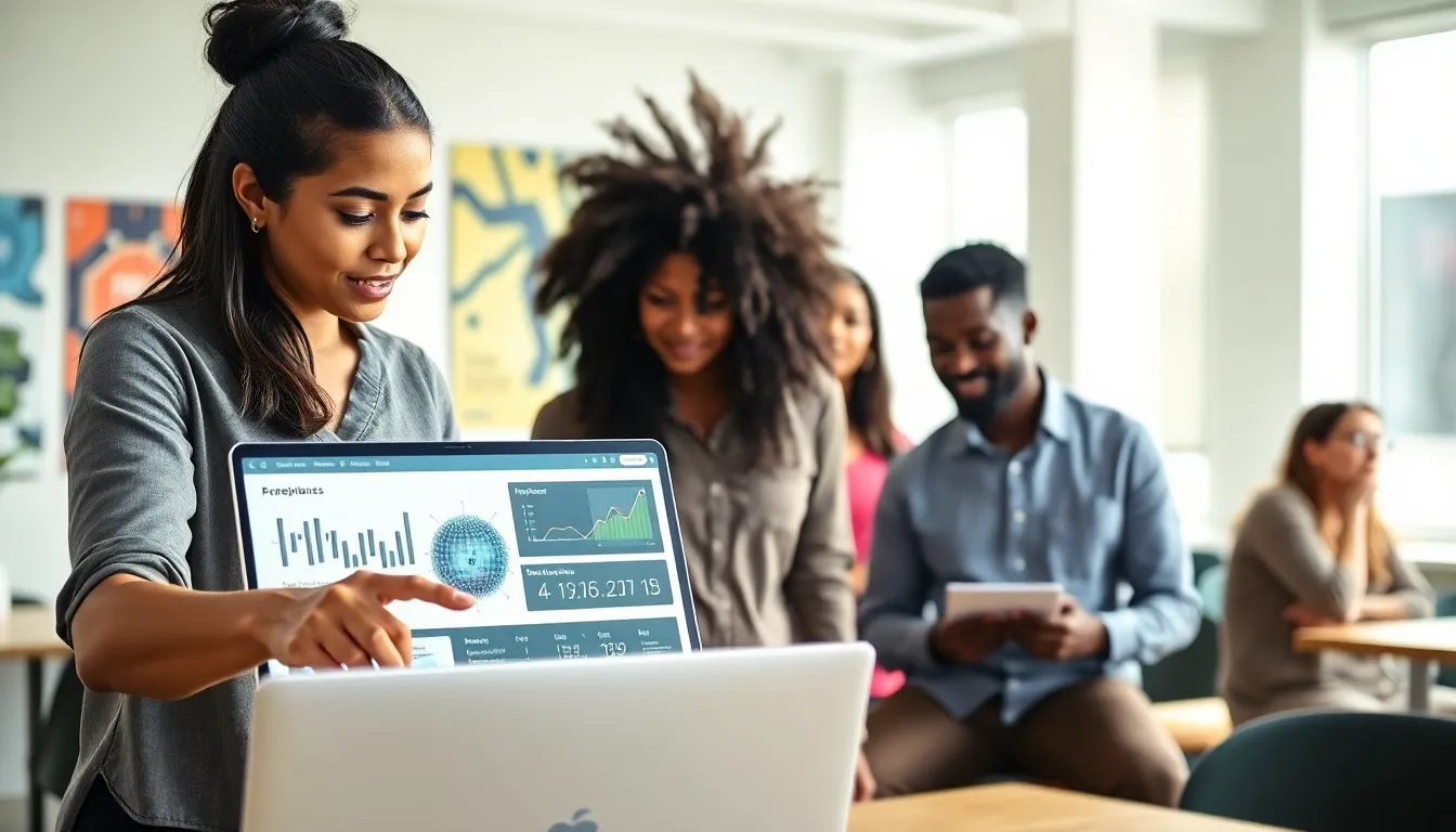 diverse professionals discussing artificial intelligence in a modern office.