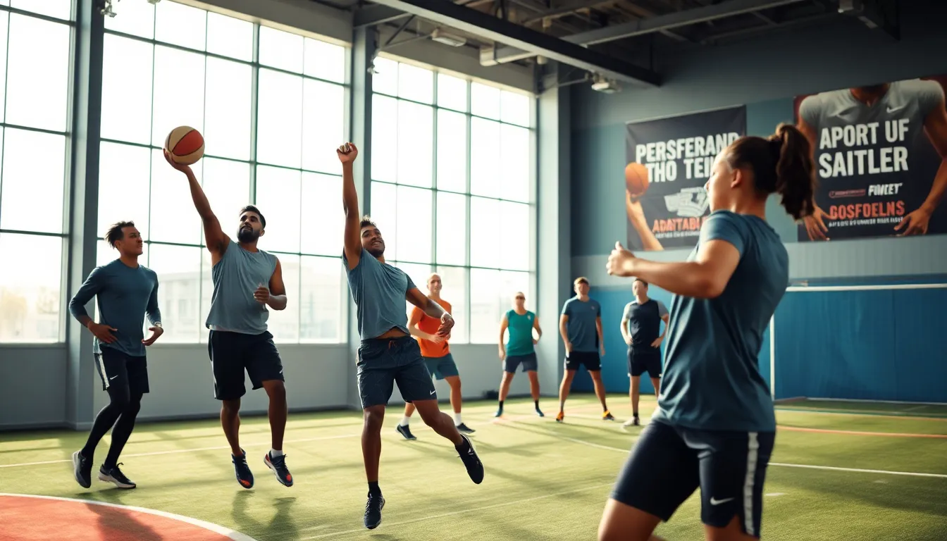 diverse athletes training in a modern sports facility.