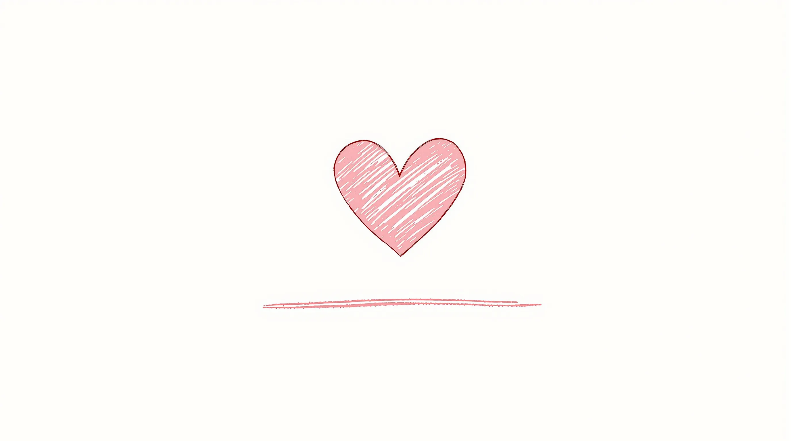 Minimalist hand-drawn heart floating above a simple line representing a heartfelt message.
