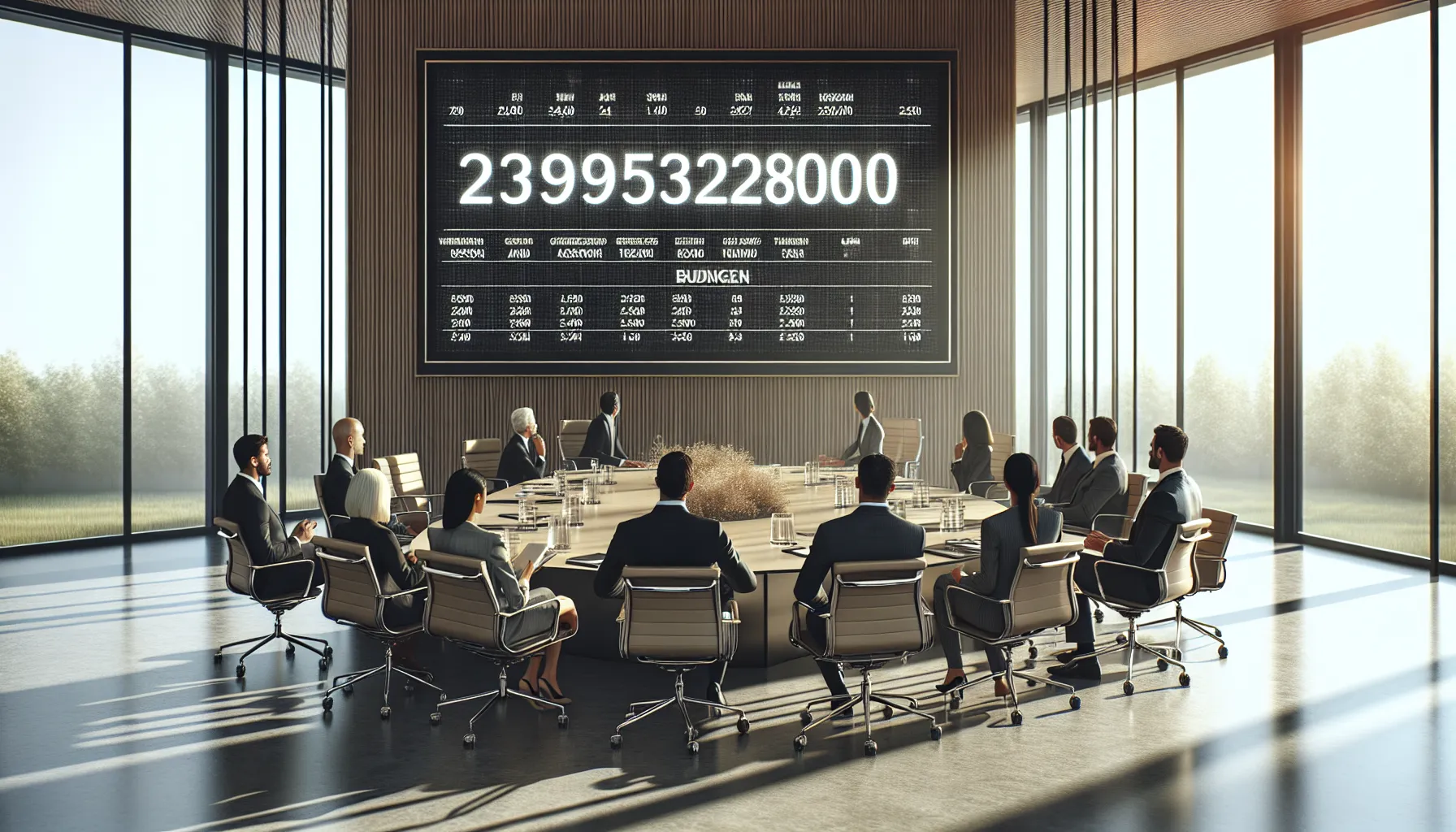 business team discussing economic targets in a modern office.