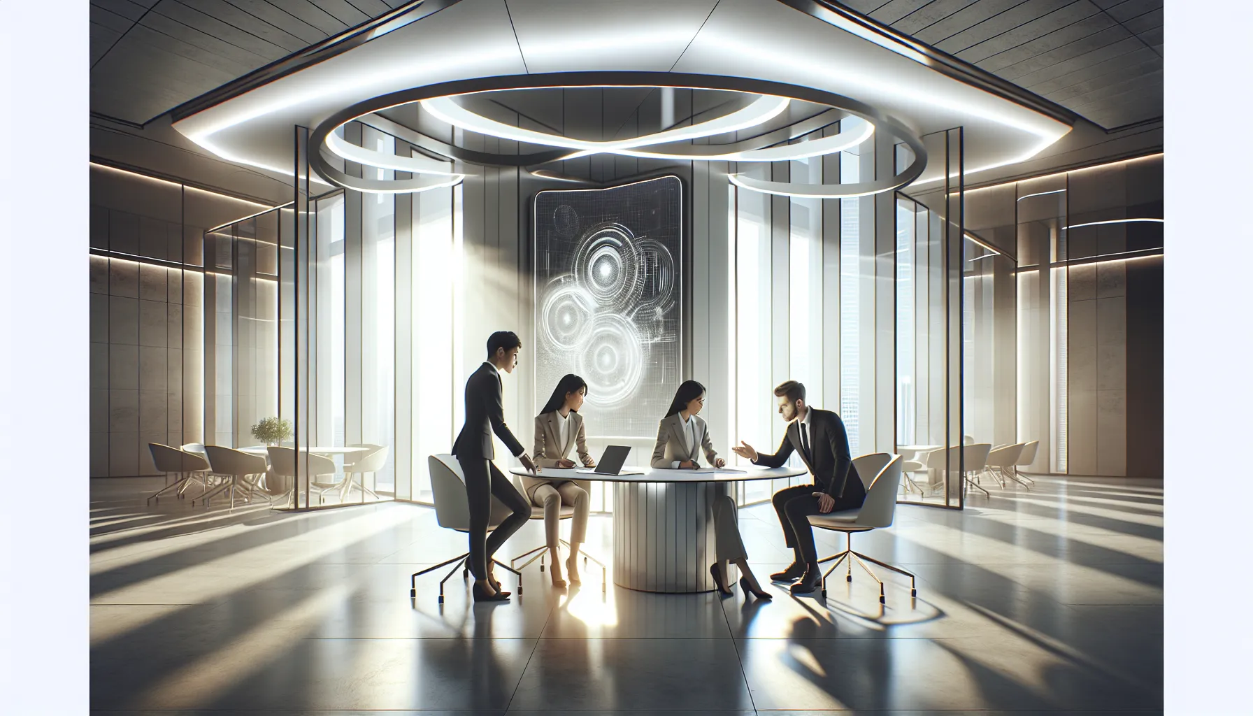 diverse team collaborating in a modern office symbolizing limitless possibilities.