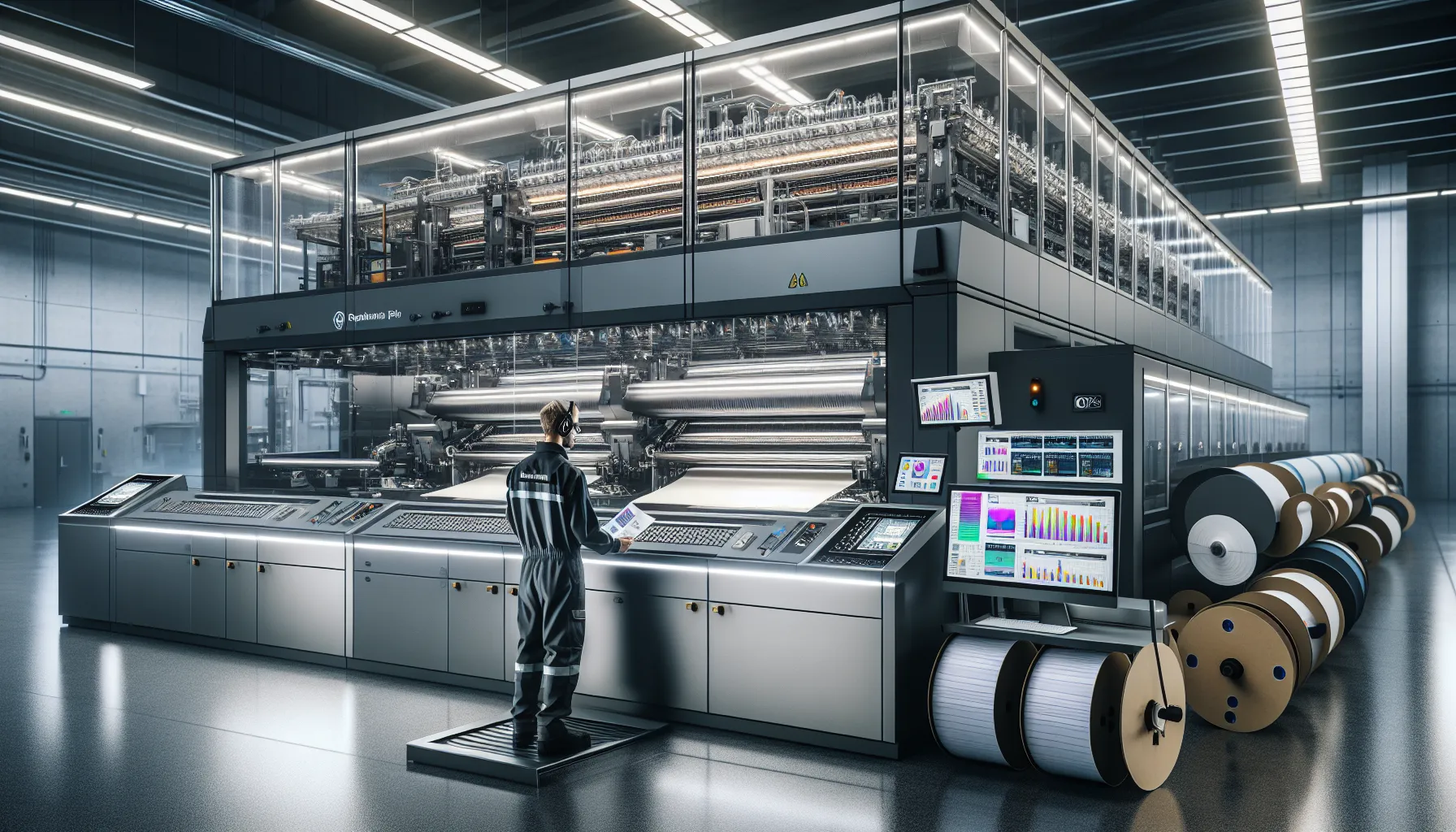 Operator monitors a modern digital press printing personalized labels in a norwegian plant.