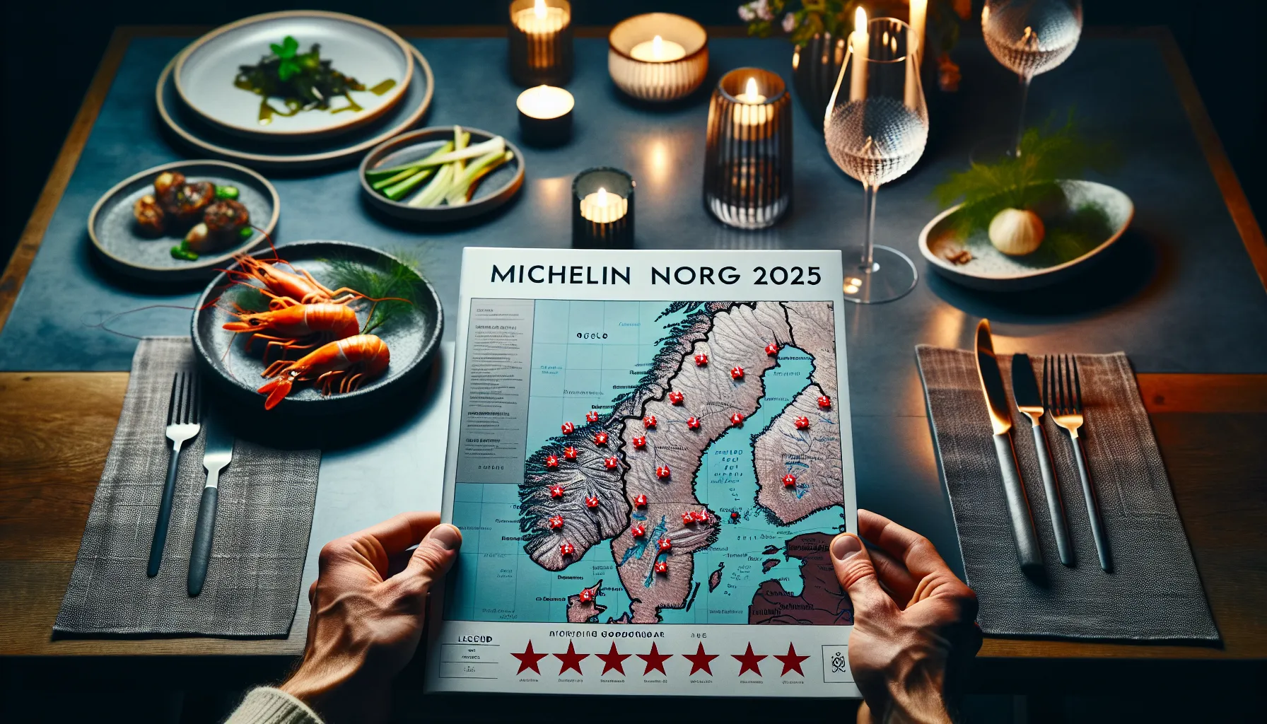 Michelin-restauranter i norge: hvor bør du spise i 2025? 2 Diner reviews michelin norway 2025 map beside a refined nordic dish.