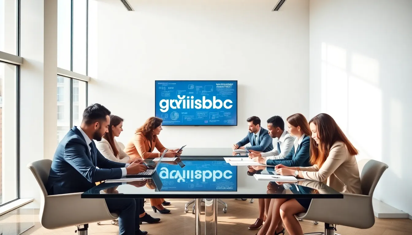 diverse professionals collaborating in a modern conference room.