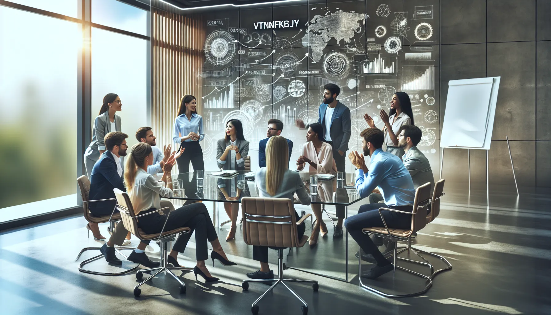 diverse team discussing innovative concepts in a modern office.