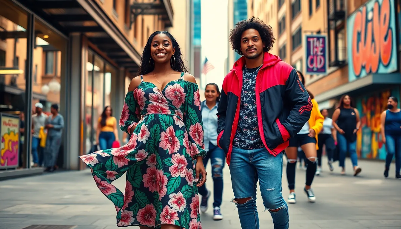 a group of fashionable young adults representing Hibbegs style in an urban setting.