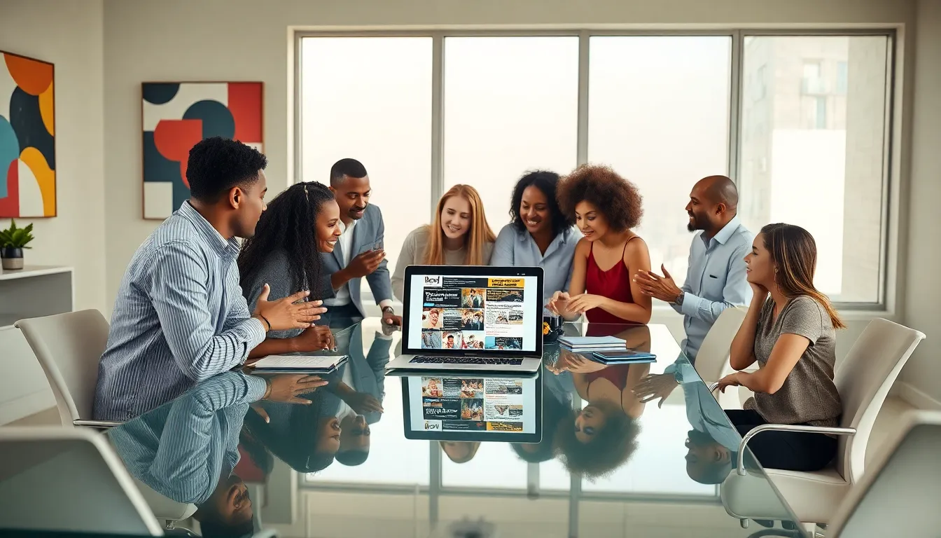 diverse team collaborating in a modern workspace about @Redwebzine.org.