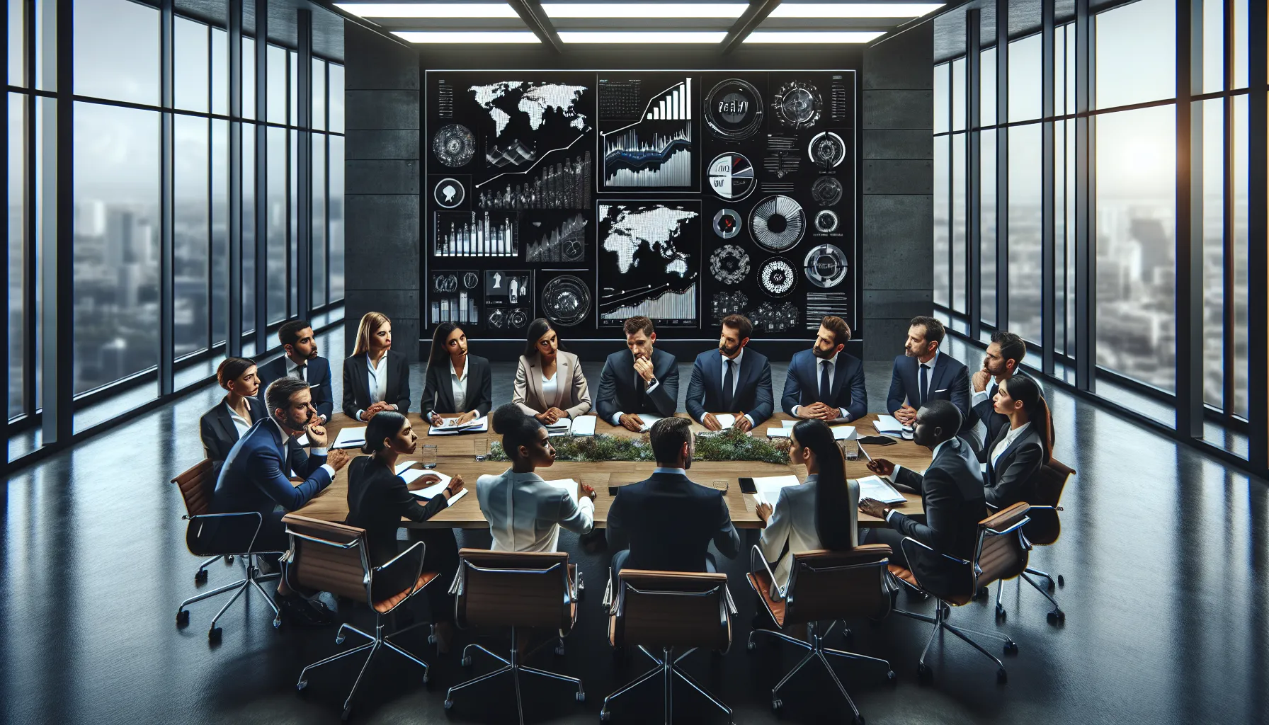 diverse team discussing challenges and prospects of fkbpfqv in a modern office.