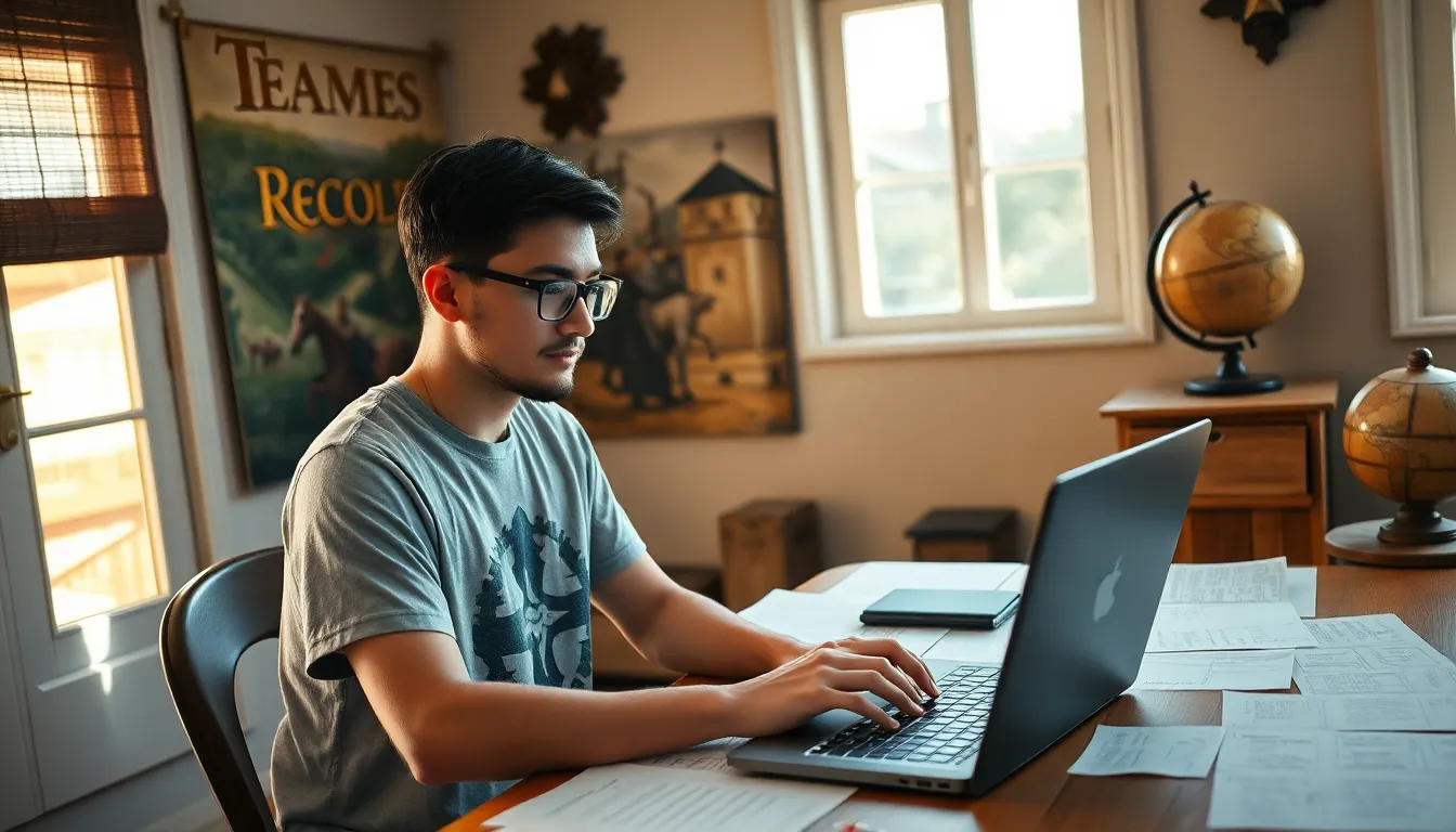 A man using Ck2generator on a laptop, surrounded by medieval-themed decor.