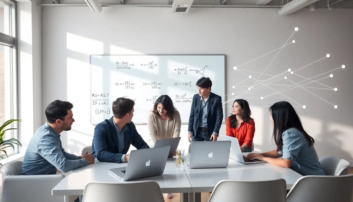 diverse team discussing Python vectors in a modern office.