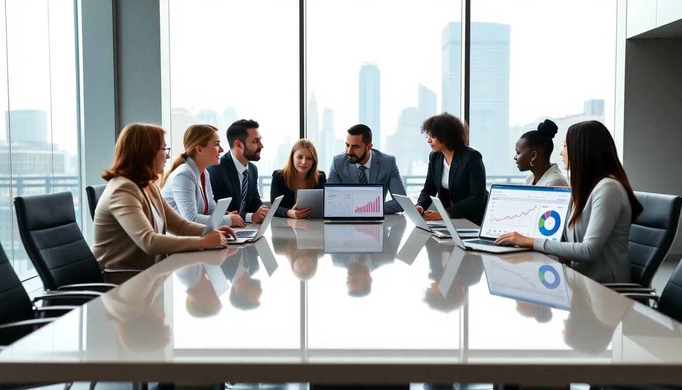diverse marketing team collaborating in a modern office.