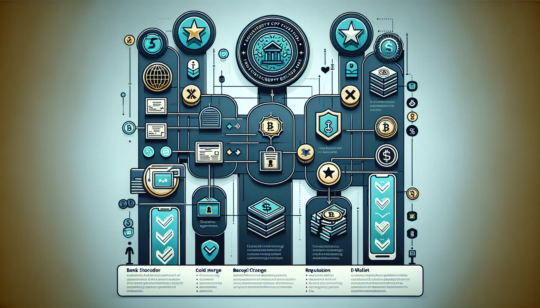 Vertical infographic showing steps to choose a secure UK crypto exchange with compliance, security, and fee comparison elements.