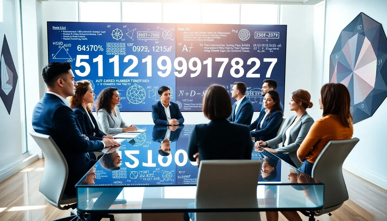 diverse professionals collaborating on mathematical concepts in a modern office.