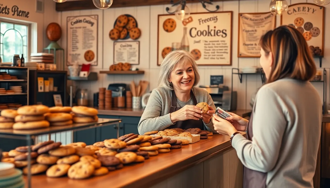 Mary Jackson interacting with a customer in her cozy bakery.