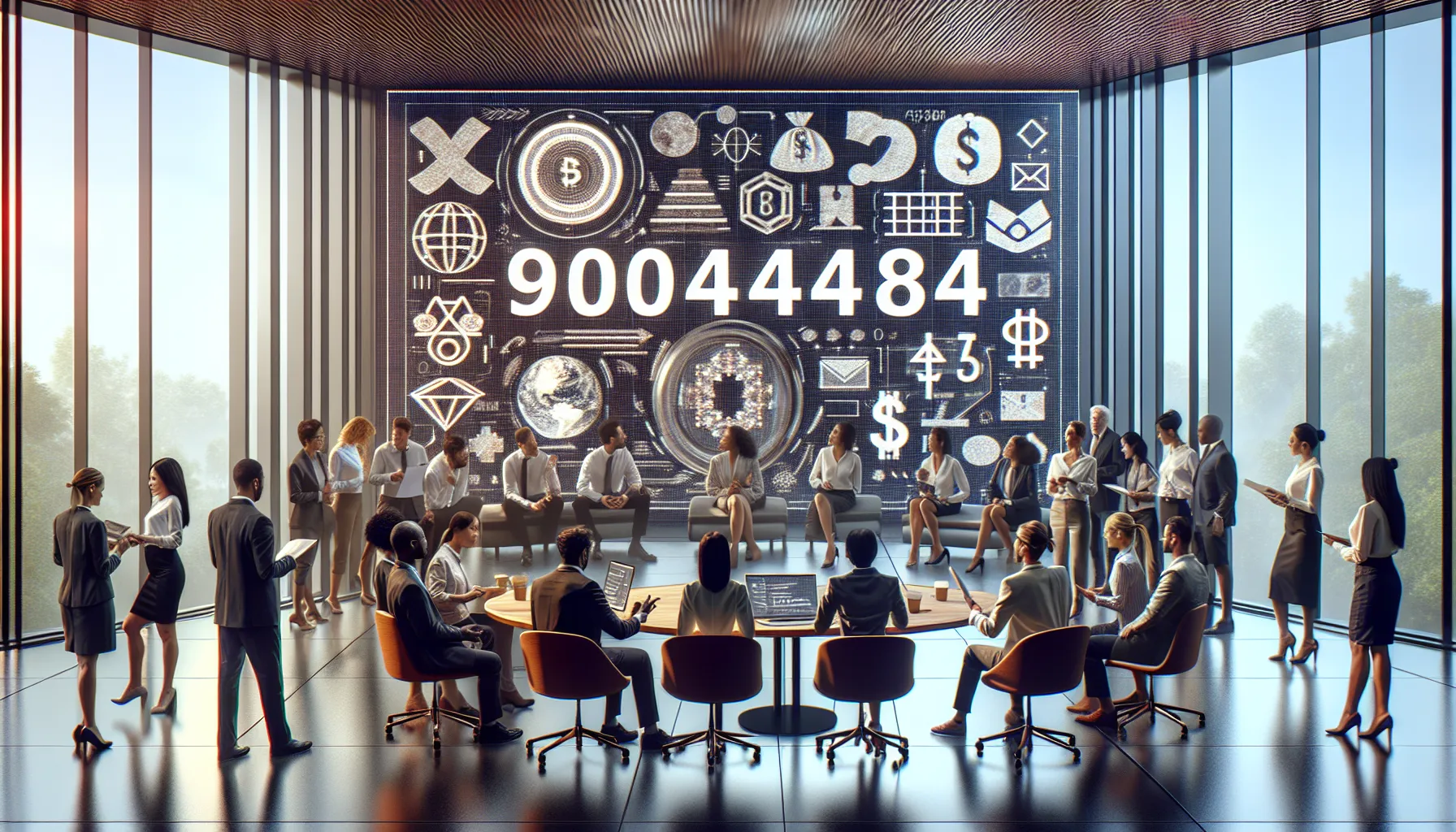 diverse team discussing the cultural significance of numbers in a modern office.